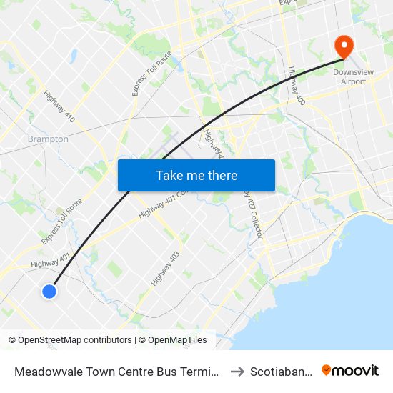 Meadowvale Town Centre Bus Terminal Platform H, I, J to Scotiabank Pond map