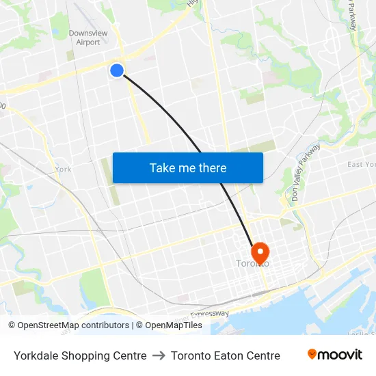 Yorkdale Shopping Centre to Toronto Eaton Centre map