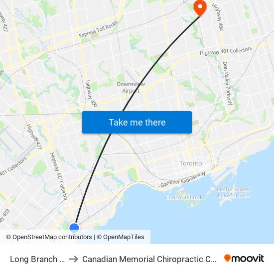 Long Branch Go to Canadian Memorial Chiropractic College map