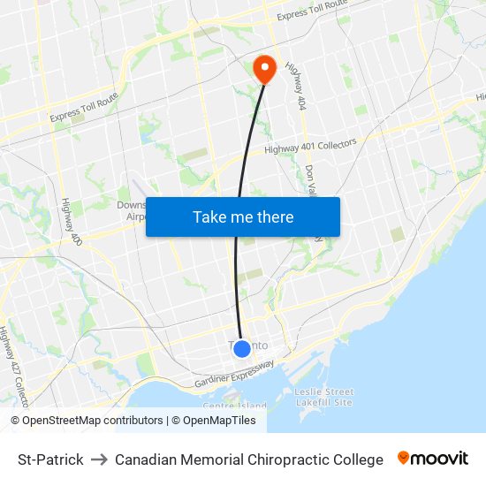 St-Patrick to Canadian Memorial Chiropractic College map