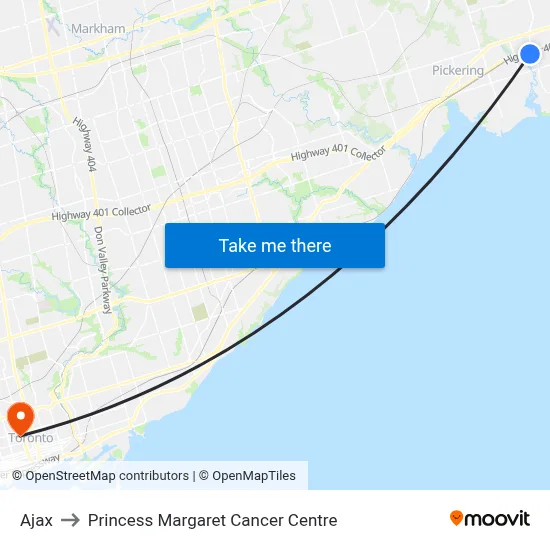 Ajax to Princess Margaret Cancer Centre map