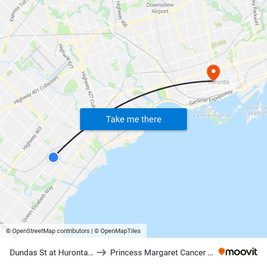 Dundas St at Hurontario St to Princess Margaret Cancer Centre map