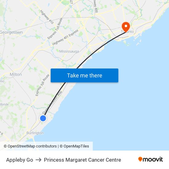 Appleby Go to Princess Margaret Cancer Centre map