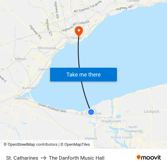 St. Catharines to The Danforth Music Hall map