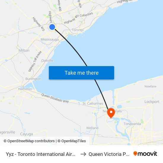 Yyz - Toronto International Airport to Queen Victoria Park map