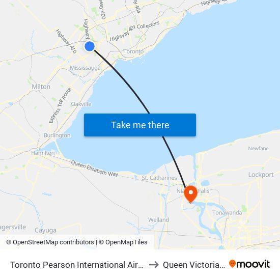 Toronto Pearson International Airport (Yyz) to Queen Victoria Park map