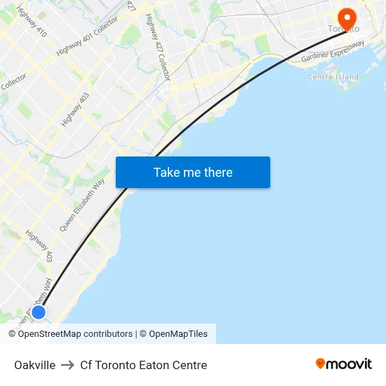 Oakville to Cf Toronto Eaton Centre map