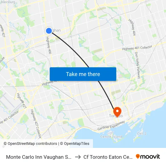 Monte Carlo Inn Vaughan Suites to Cf Toronto Eaton Centre map