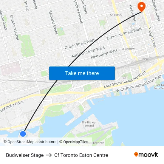 Budweiser Stage to Cf Toronto Eaton Centre map