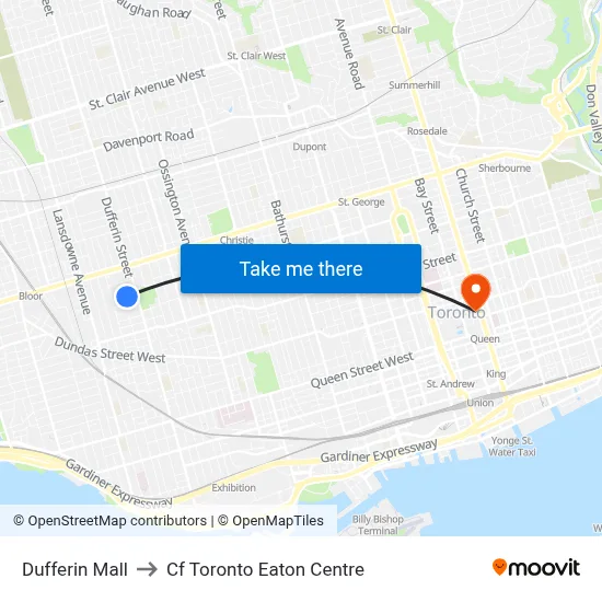 Dufferin Mall to Cf Toronto Eaton Centre map
