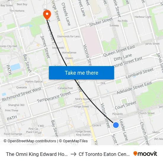 The Omni King Edward Hotel to Cf Toronto Eaton Centre map