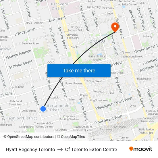Hyatt Regency Toronto to Cf Toronto Eaton Centre map