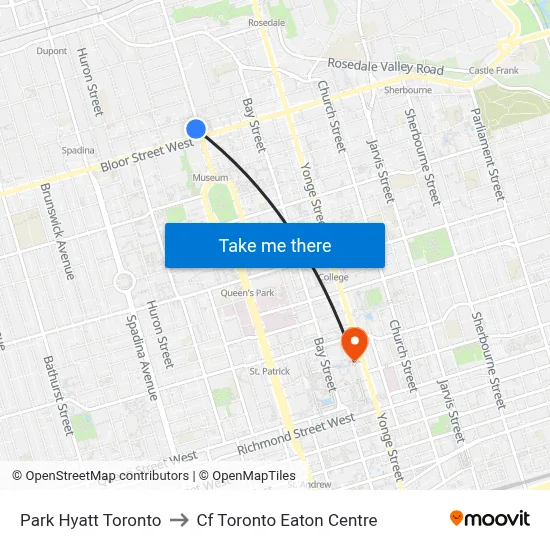 Park Hyatt Toronto to Cf Toronto Eaton Centre map