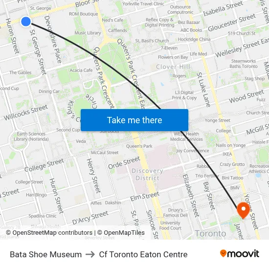 Bata Shoe Museum to Cf Toronto Eaton Centre map