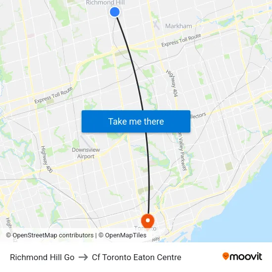 Richmond Hill Go to Cf Toronto Eaton Centre map