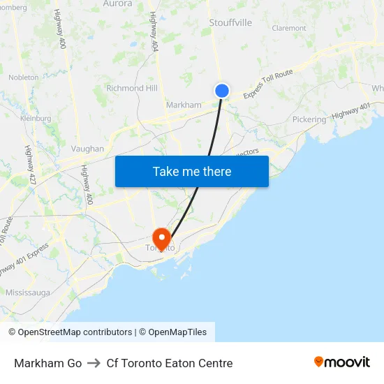 Markham Go to Cf Toronto Eaton Centre map
