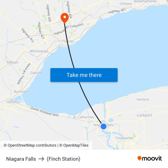 Niagara Falls to (Finch Station) map