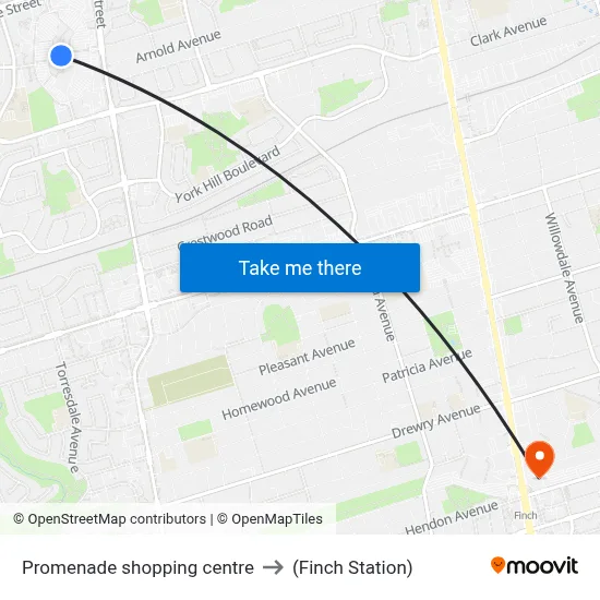 Promenade shopping centre to (Finch Station) map
