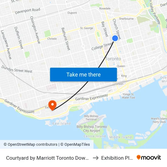 Courtyard by Marriott Toronto Downtown to Exhibition Place map