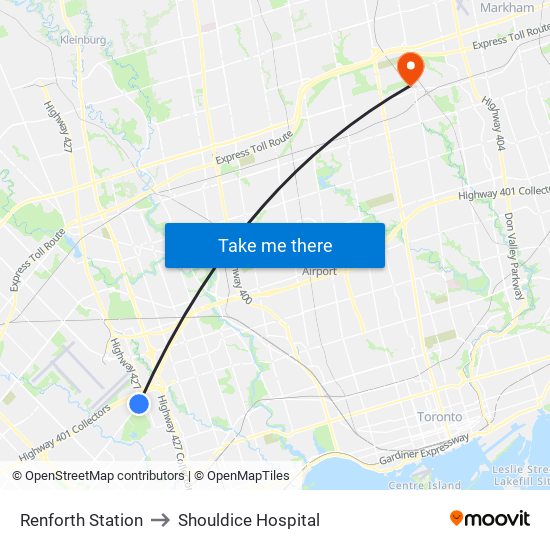 Renforth Station to Shouldice Hospital map