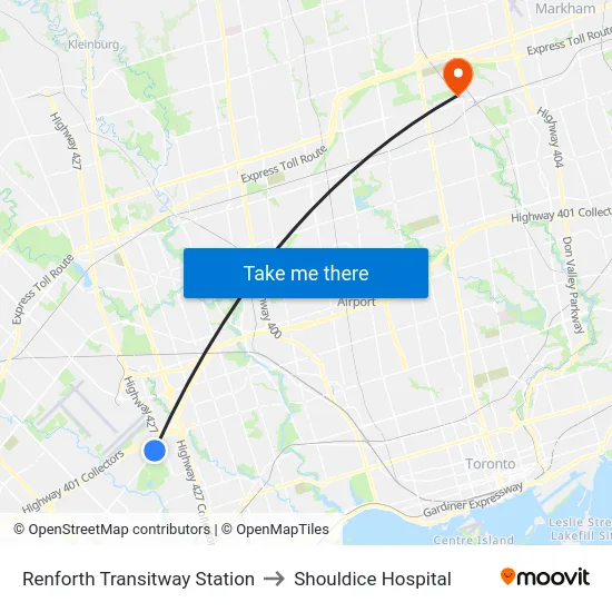 Renforth Transitway Station to Shouldice Hospital map