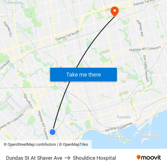 Dundas St At Shaver Ave to Shouldice Hospital map