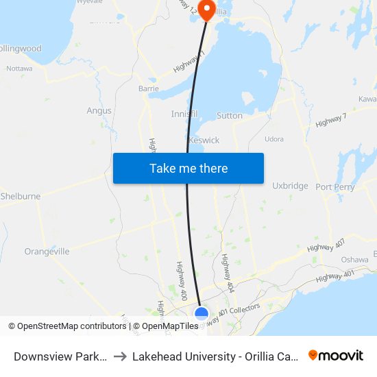 Downsview Park Go to Lakehead University - Orillia Campus map