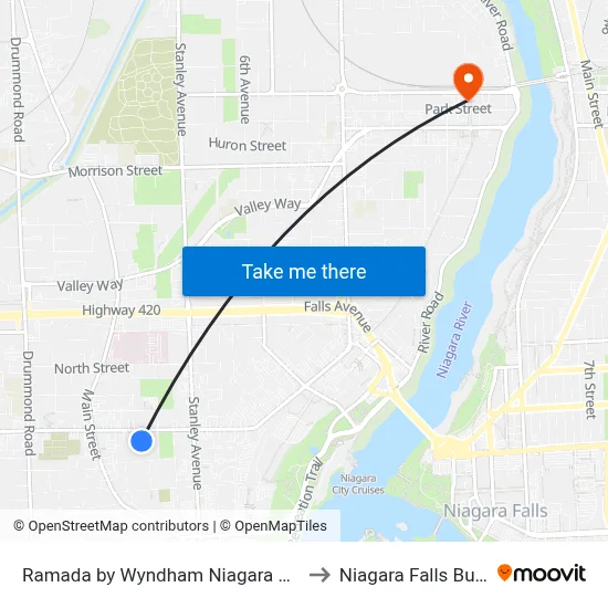 Ramada by Wyndham Niagara Falls Near the Falls to Niagara Falls Bus Terminal map