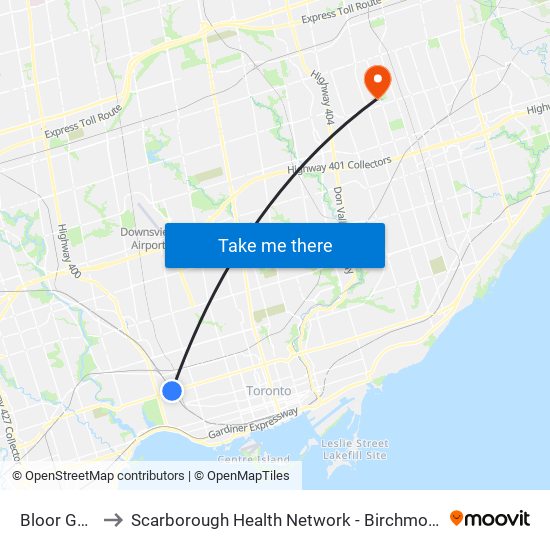 Bloor Go/Up to Scarborough Health Network - Birchmount Hospital map