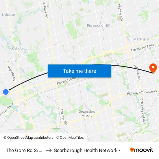 The Gore Rd S/Of Fogal Rd to Scarborough Health Network - Birchmount Hospital map