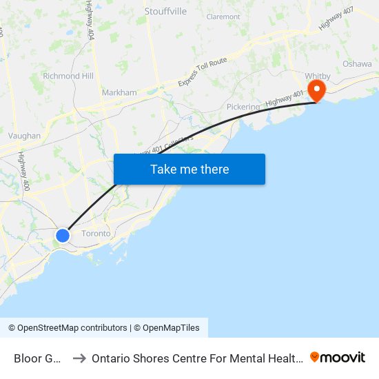 Bloor Go/Up to Ontario Shores Centre For Mental Health Sciences map