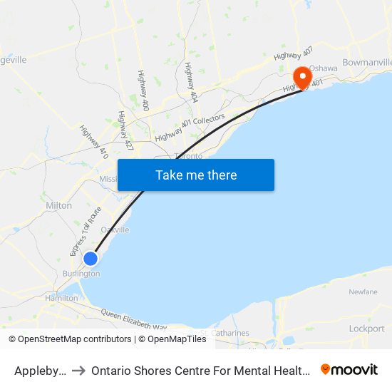 Appleby Go to Ontario Shores Centre For Mental Health Sciences map