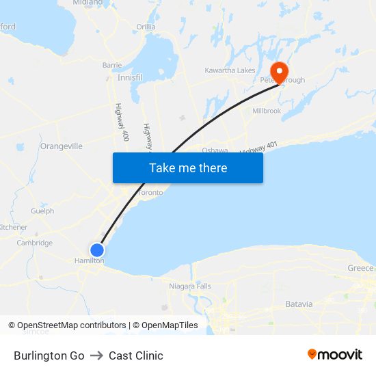Burlington Go to Cast Clinic map
