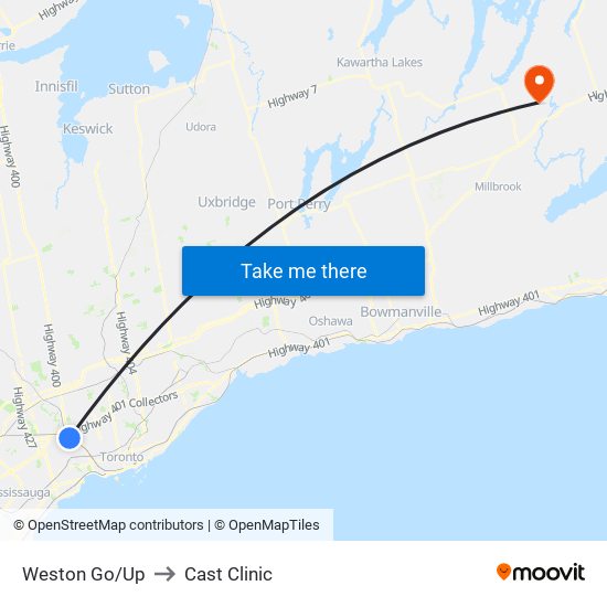 Weston Go/Up to Cast Clinic map