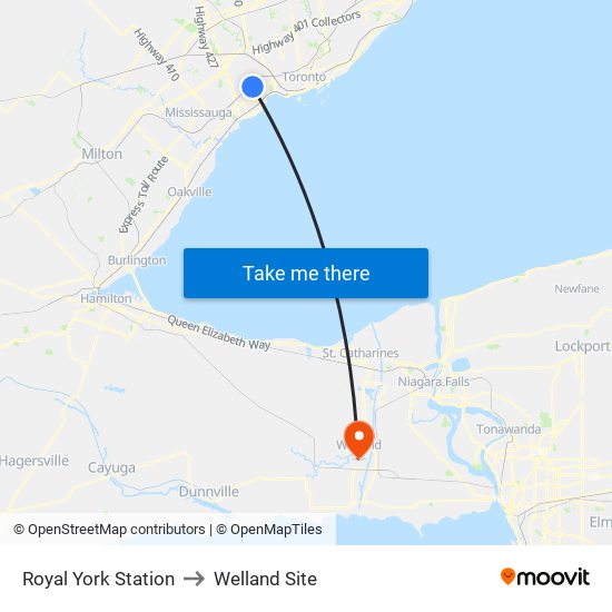 Royal York Station to Welland Site map