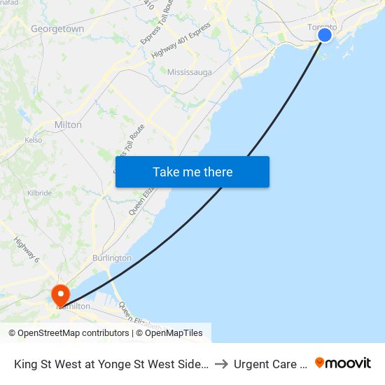 King St West at Yonge St West Side - King Station to Urgent Care Centre map