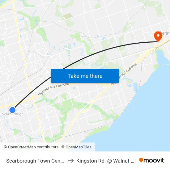 Scarborough Town Centre to Kingston Rd. @ Walnut Ln. map