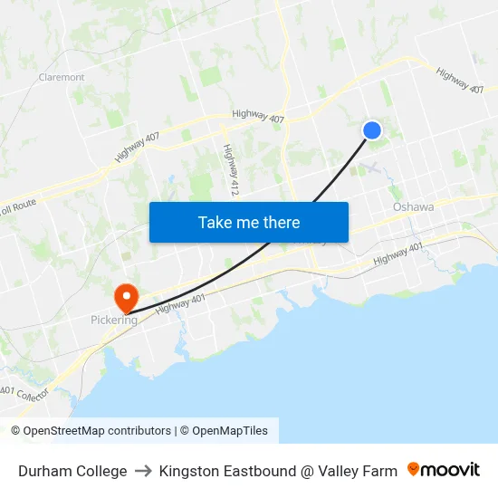 Durham College to Kingston Eastbound @ Valley Farm map