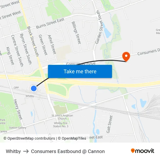Whitby to Consumers Eastbound @ Cannon map
