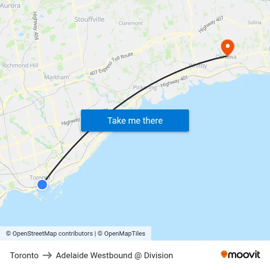 Toronto to Adelaide Westbound @ Division map