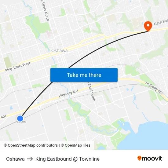 Oshawa to King Eastbound @ Townline map