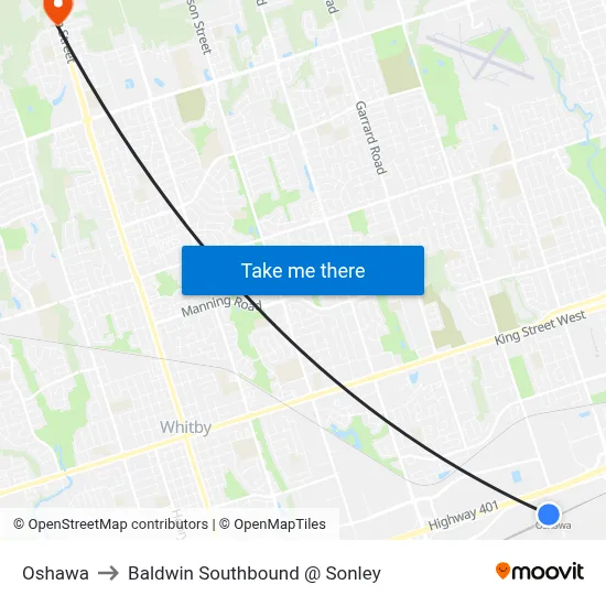 Oshawa to Baldwin Southbound @ Sonley map