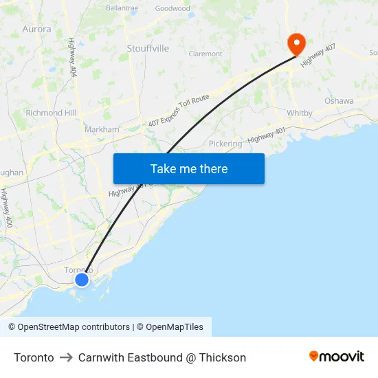 Toronto to Carnwith Eastbound @ Thickson map