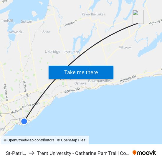 St-Patrick to Trent University - Catharine Parr Traill College map
