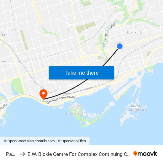 Pape to E.W. Bickle Centre For Complex Continuing Care map