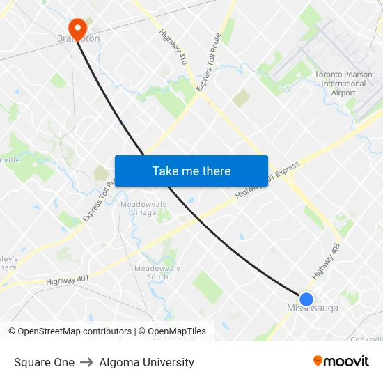 Square One to Algoma University map