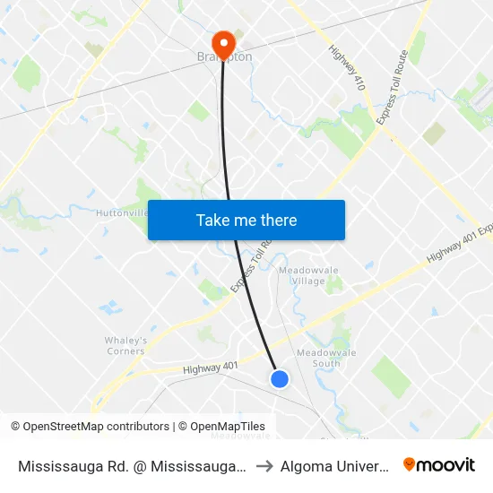 Mississauga Rd. @ Mississauga Rd. to Algoma University map