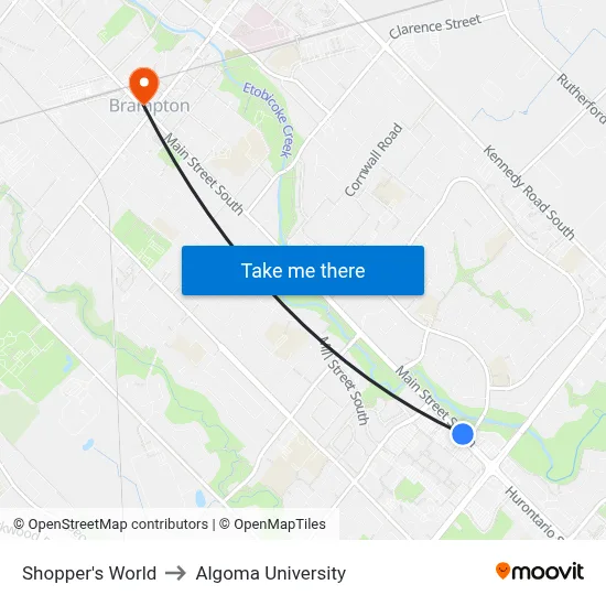 Shopper's World to Algoma University map