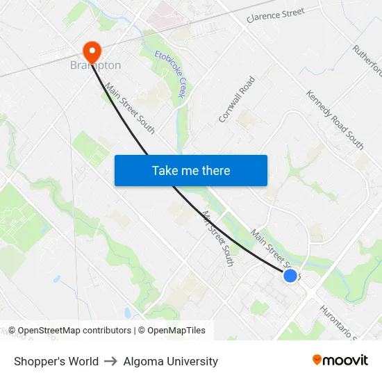 Shopper's World to Algoma University map