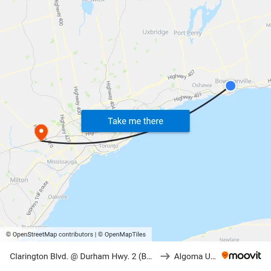 Clarington Blvd. @ Durham Hwy. 2 (Bowmanville) Park & Ride to Algoma University map